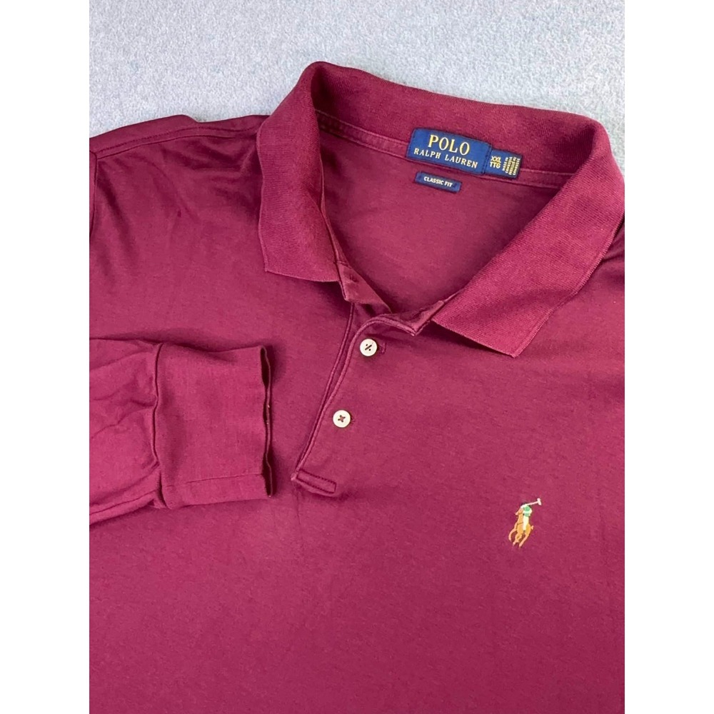 Polo Ralph Lauren Shirt Mens Size XXL‎ Red Classic Fit Long Sleeve Flesh Pony